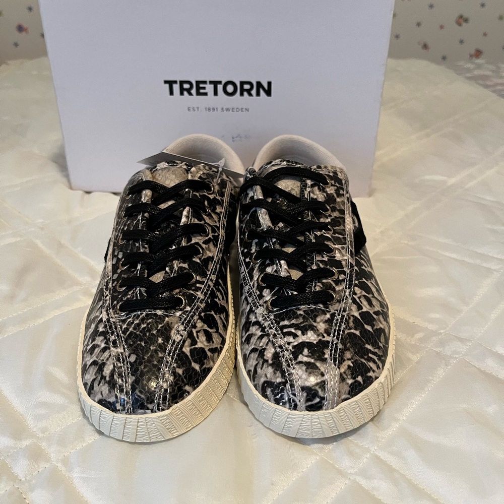 Tretorn ECO Ortholite Cruiser Multi/Black Printed Leather Tennis Shoe!  NWT!